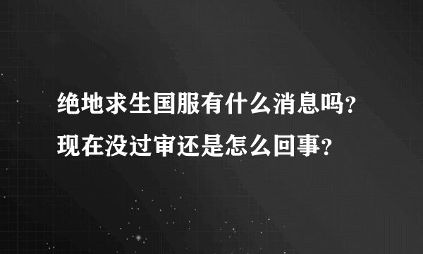 绝地求生国服有什么消息吗？现在没过审还是怎么回事？