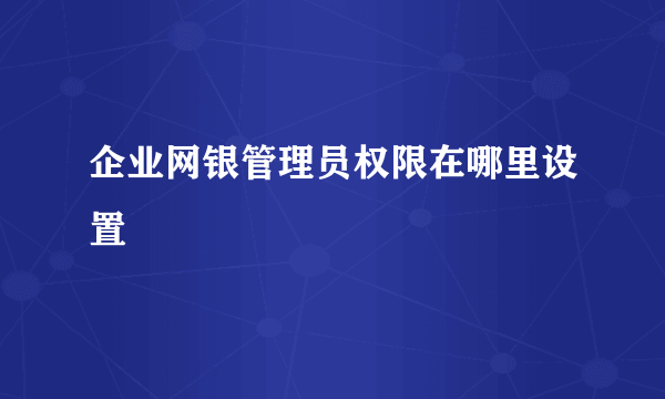 企业网银管理员权限在哪里设置