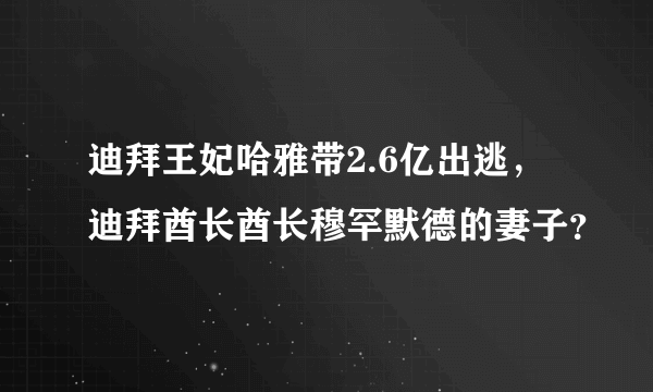 迪拜王妃哈雅带2.6亿出逃，迪拜酋长酋长穆罕默德的妻子？