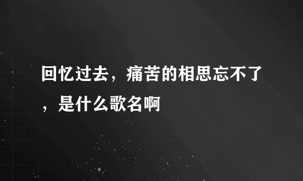 回忆过去，痛苦的相思忘不了，是什么歌名啊