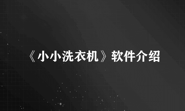 《小小洗衣机》软件介绍