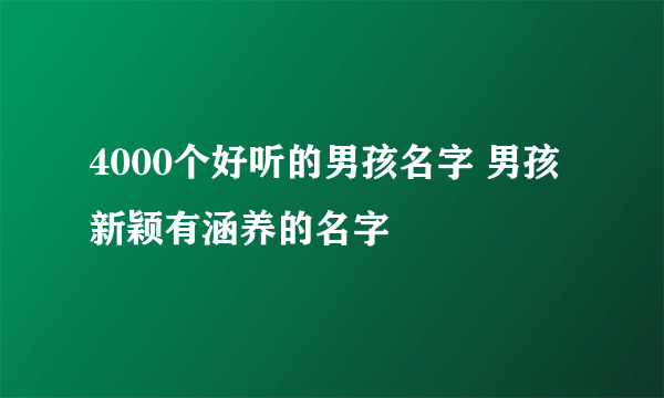 4000个好听的男孩名字 男孩新颖有涵养的名字