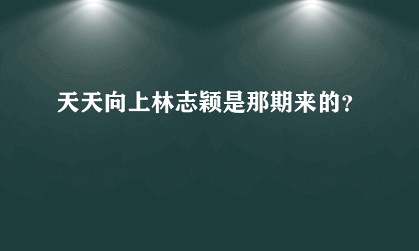 天天向上林志颖是那期来的？