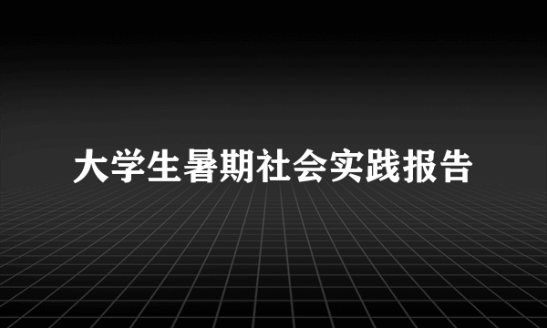 大学生暑期社会实践报告