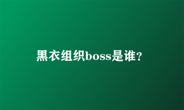 黑衣组织boss是谁？