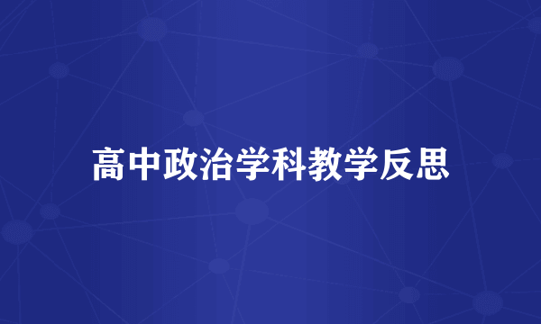 高中政治学科教学反思