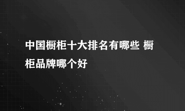 中国橱柜十大排名有哪些 橱柜品牌哪个好