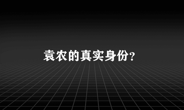 袁农的真实身份？