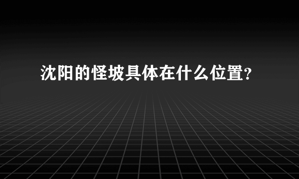 沈阳的怪坡具体在什么位置？