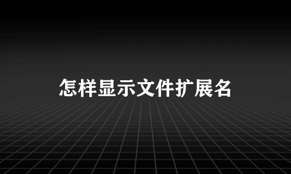 怎样显示文件扩展名