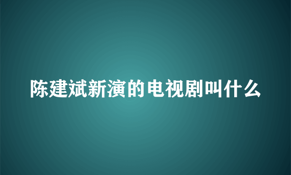 陈建斌新演的电视剧叫什么