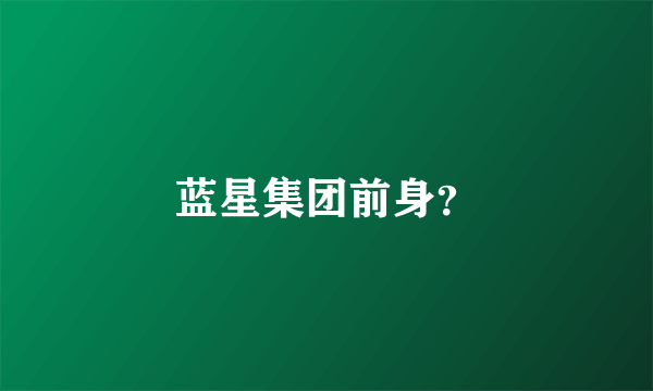 蓝星集团前身？