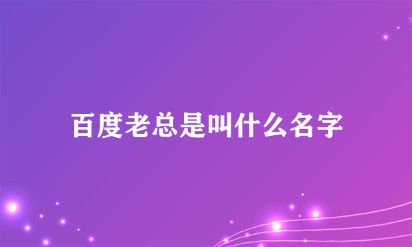 百度老总是叫什么名字