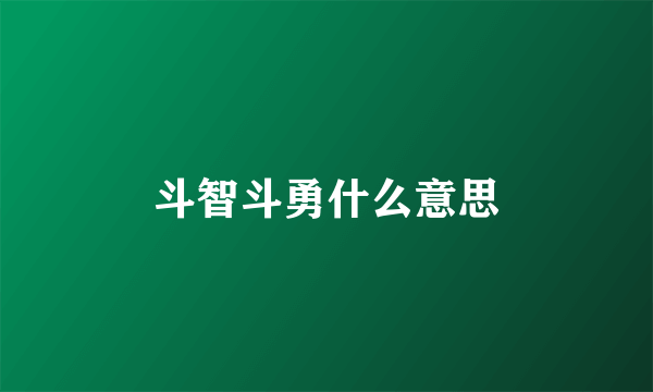 斗智斗勇什么意思