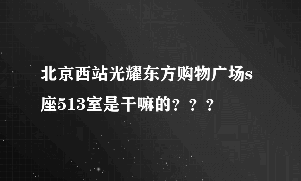 北京西站光耀东方购物广场s座513室是干嘛的？？？