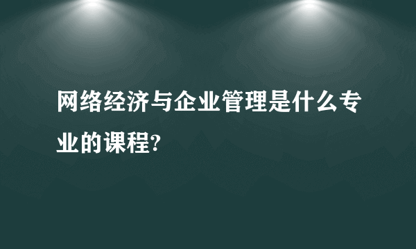 网络经济与企业管理是什么专业的课程?