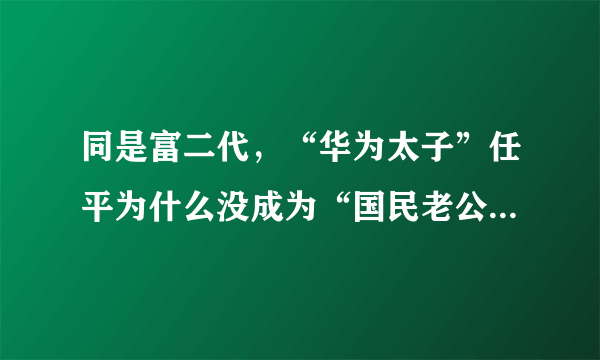 同是富二代，“华为太子”任平为什么没成为“国民老公”王思聪？