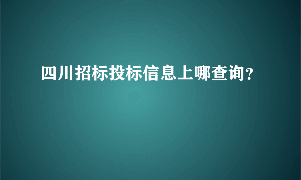 四川招标投标信息上哪查询？