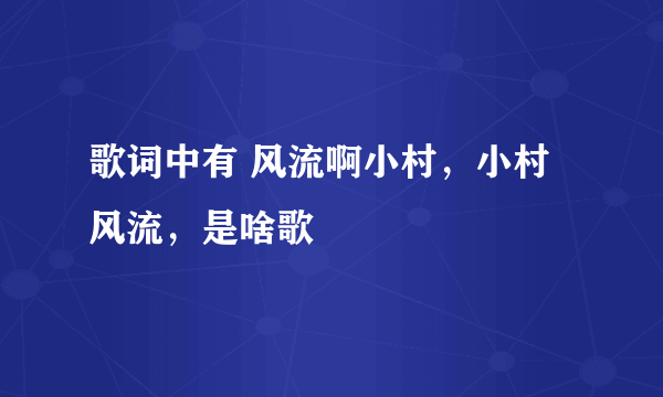 歌词中有 风流啊小村，小村风流，是啥歌