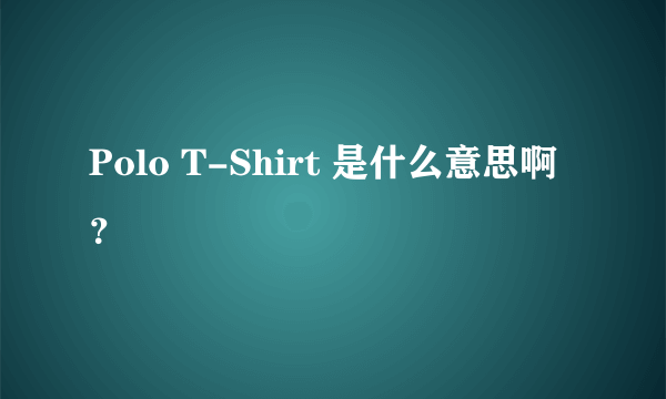 Polo T-Shirt 是什么意思啊？