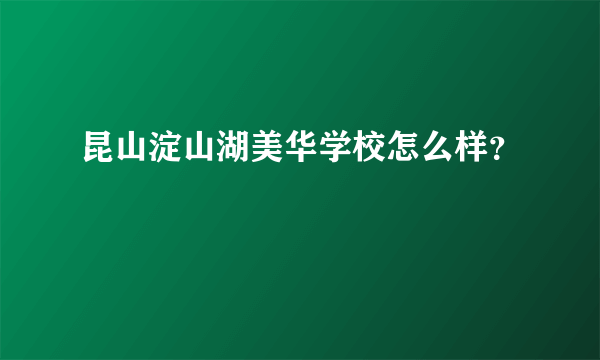 昆山淀山湖美华学校怎么样？