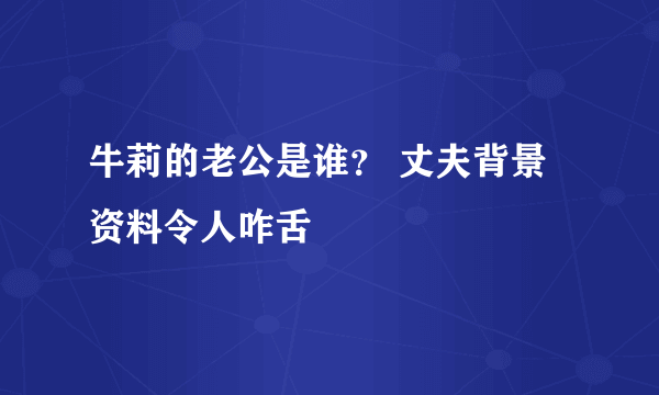 牛莉的老公是谁？ 丈夫背景资料令人咋舌