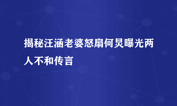 揭秘汪涵老婆怒扇何炅曝光两人不和传言