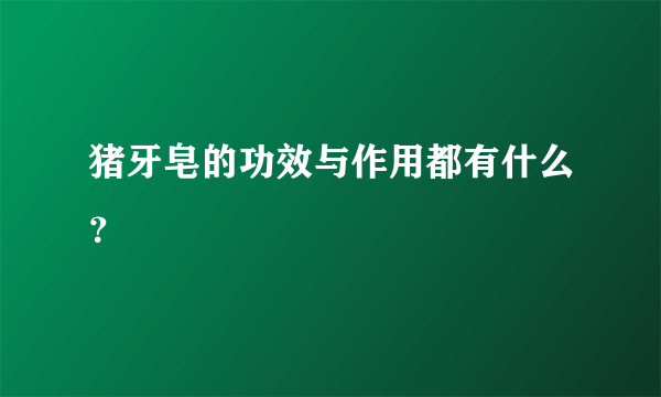 猪牙皂的功效与作用都有什么？