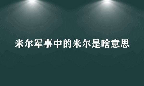 米尔军事中的米尔是啥意思