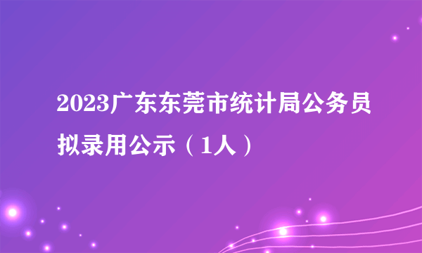 2023广东东莞市统计局公务员拟录用公示（1人）