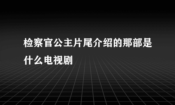 检察官公主片尾介绍的那部是什么电视剧