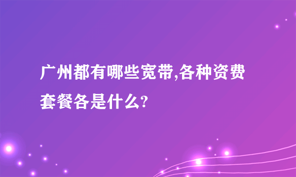 广州都有哪些宽带,各种资费套餐各是什么?