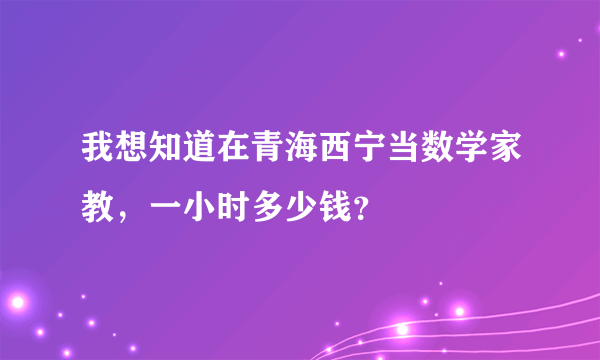 我想知道在青海西宁当数学家教，一小时多少钱？