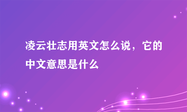 凌云壮志用英文怎么说，它的中文意思是什么