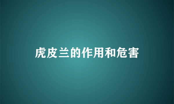 虎皮兰的作用和危害