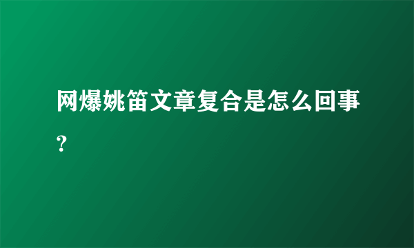 网爆姚笛文章复合是怎么回事？