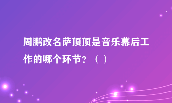 周鹏改名萨顶顶是音乐幕后工作的哪个环节？（）