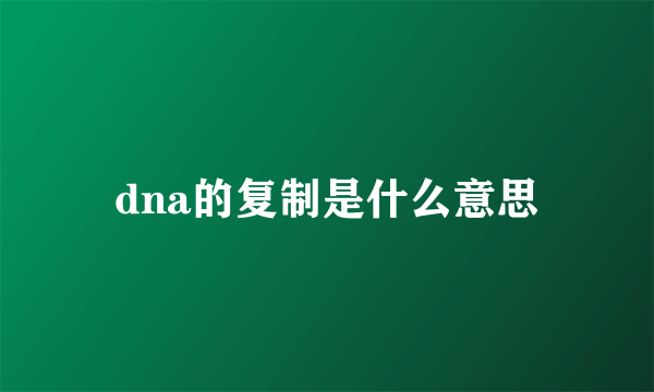 dna的复制是什么意思