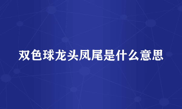 双色球龙头凤尾是什么意思