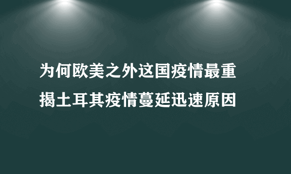 为何欧美之外这国疫情最重 揭土耳其疫情蔓延迅速原因