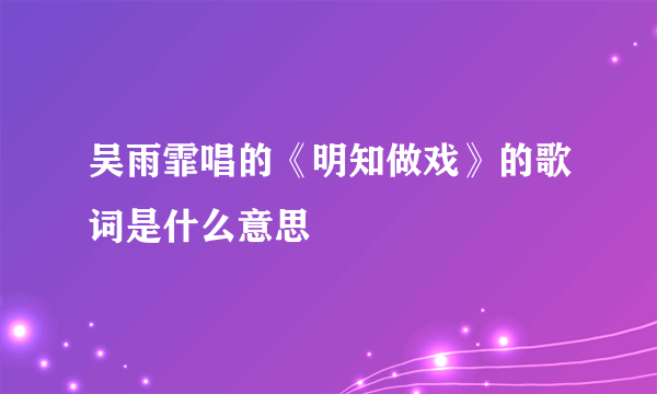 吴雨霏唱的《明知做戏》的歌词是什么意思