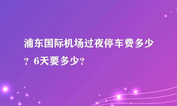 浦东国际机场过夜停车费多少？6天要多少？