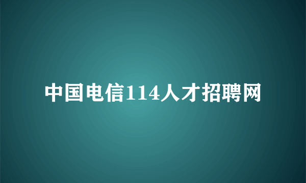 中国电信114人才招聘网