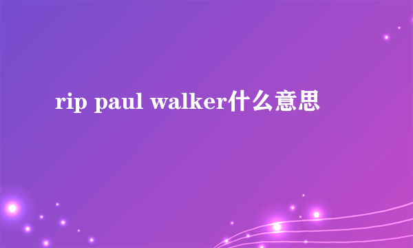 rip paul walker什么意思