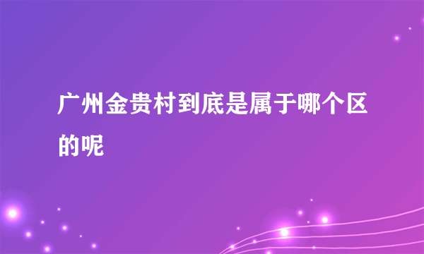 广州金贵村到底是属于哪个区的呢