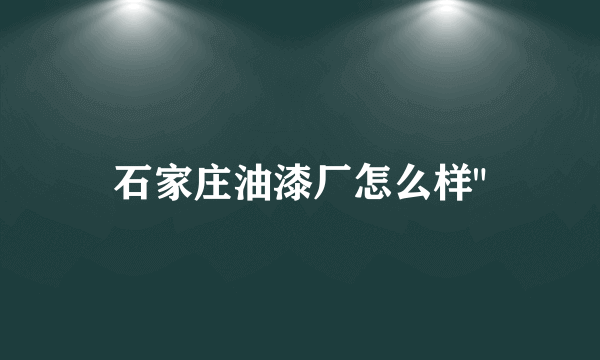 石家庄油漆厂怎么样