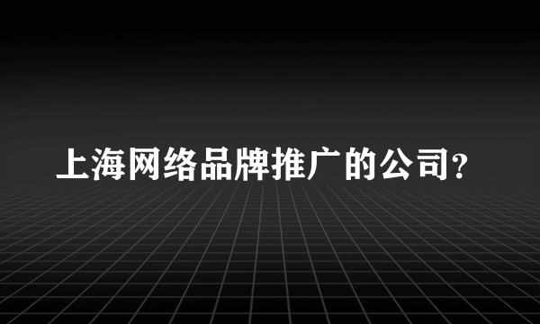 上海网络品牌推广的公司？