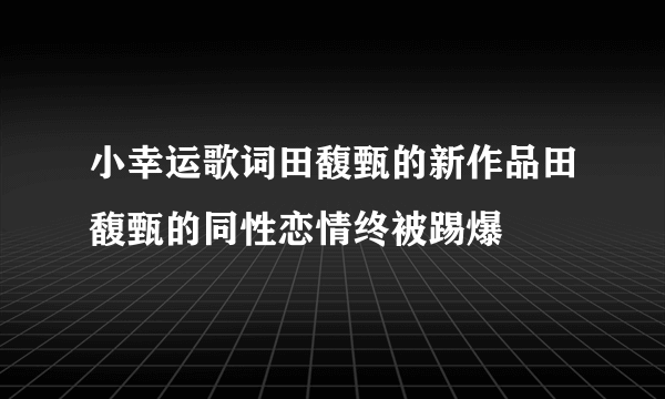 小幸运歌词田馥甄的新作品田馥甄的同性恋情终被踢爆