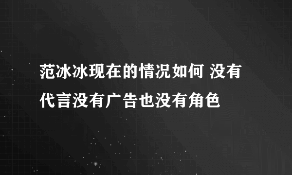 范冰冰现在的情况如何 没有代言没有广告也没有角色