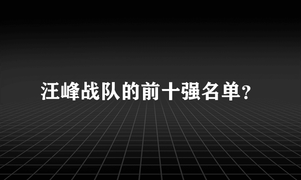 汪峰战队的前十强名单？